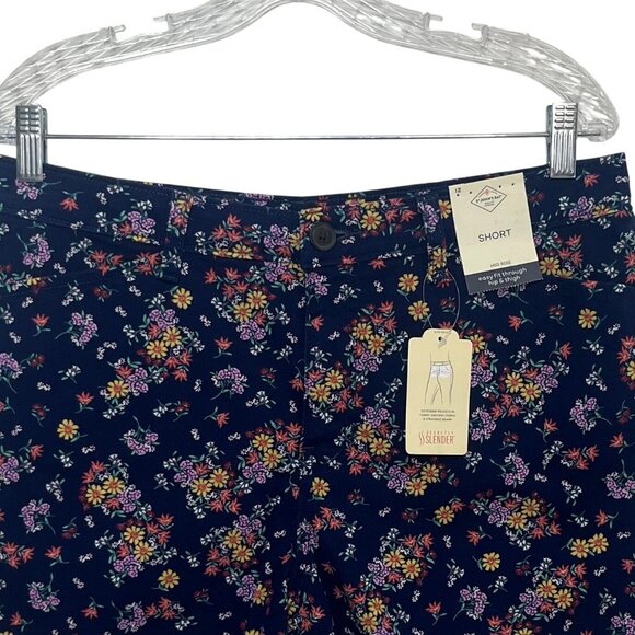 St Johns Bay Floral Shorts Womens 12 Blue New 5" Mid Rise Summer - Picture 4 of 15